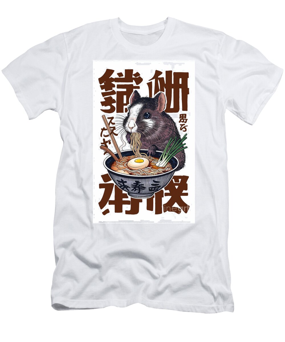 Happy Cavy Feasting on a Bowl of Ramen Japanese Food Funny Noodle Adrien Efren T-Shirt