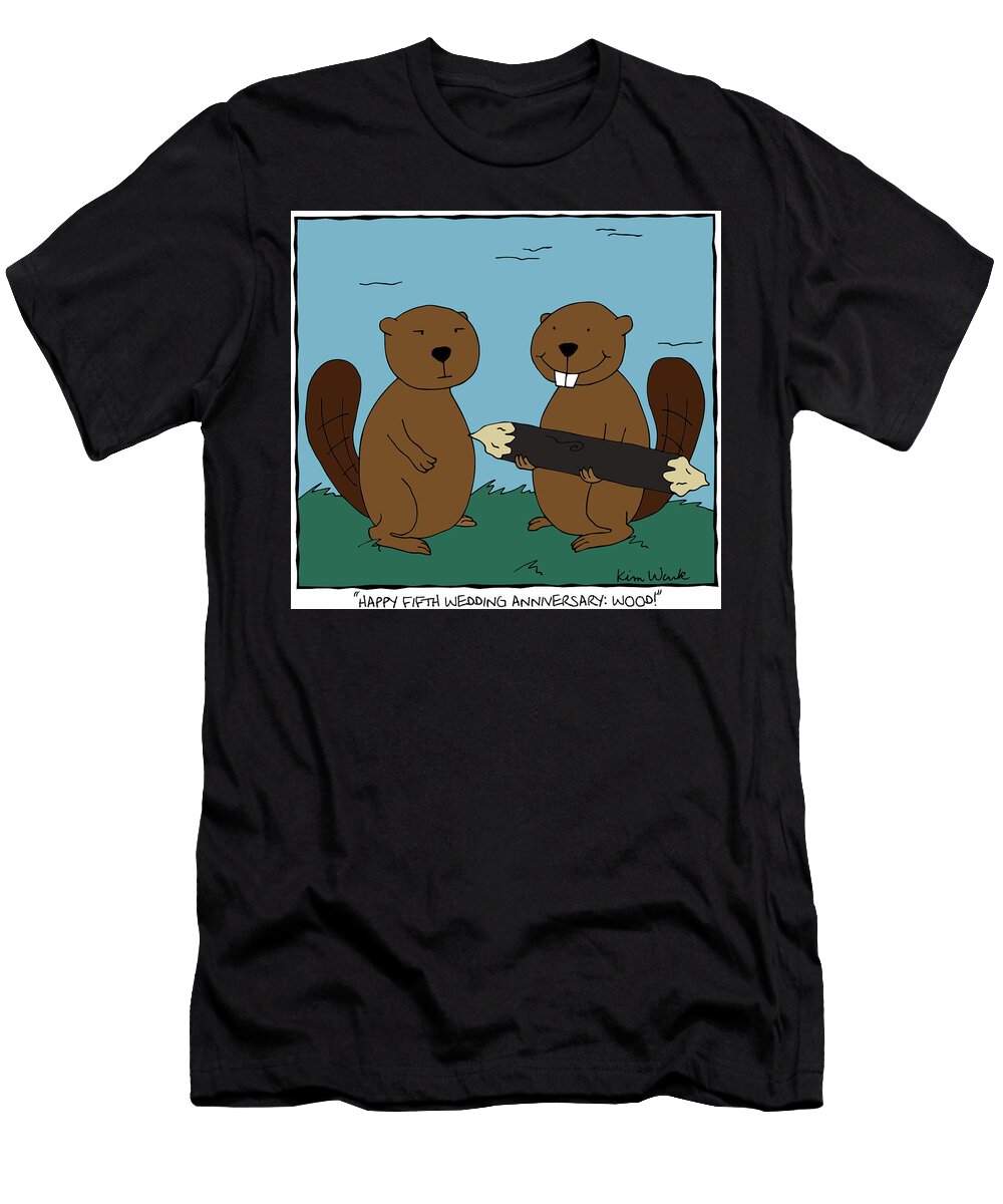 Happy Fifth Wedding Anniversary Wood Kim Wark T-Shirt