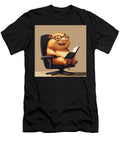 Happy Hamster in Glasses Reading a Book in a Chair Tobby Taurus T-Shirt