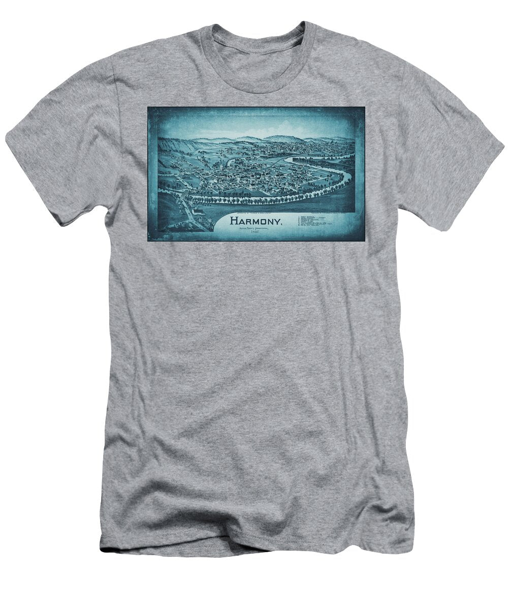 Harmony Pennsylvania Vintage Map Birds Eye View 1901 Blue Carol Japp T-Shirt