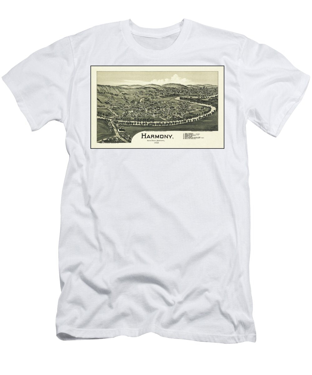 Harmony Pennsylvania Vintage Map Birds Eye View 1901 Carol Japp T-Shirt