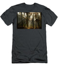 Heavenly Sunlight Coming Through Trees in Forest Johan Ferret T-Shirt