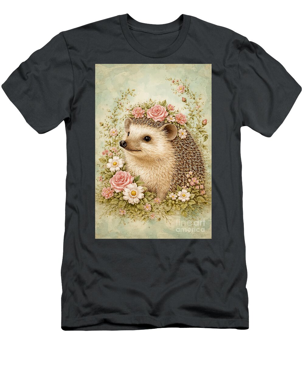 Hedgehog Adorned with Flowers Erzebet S T-Shirt