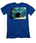 Hedgehog and Glowing Lanterns a Hedgehog Silhouette Glowing Lanterns Mushroom Forest Background Oil Hugo Boyle T-Shirt