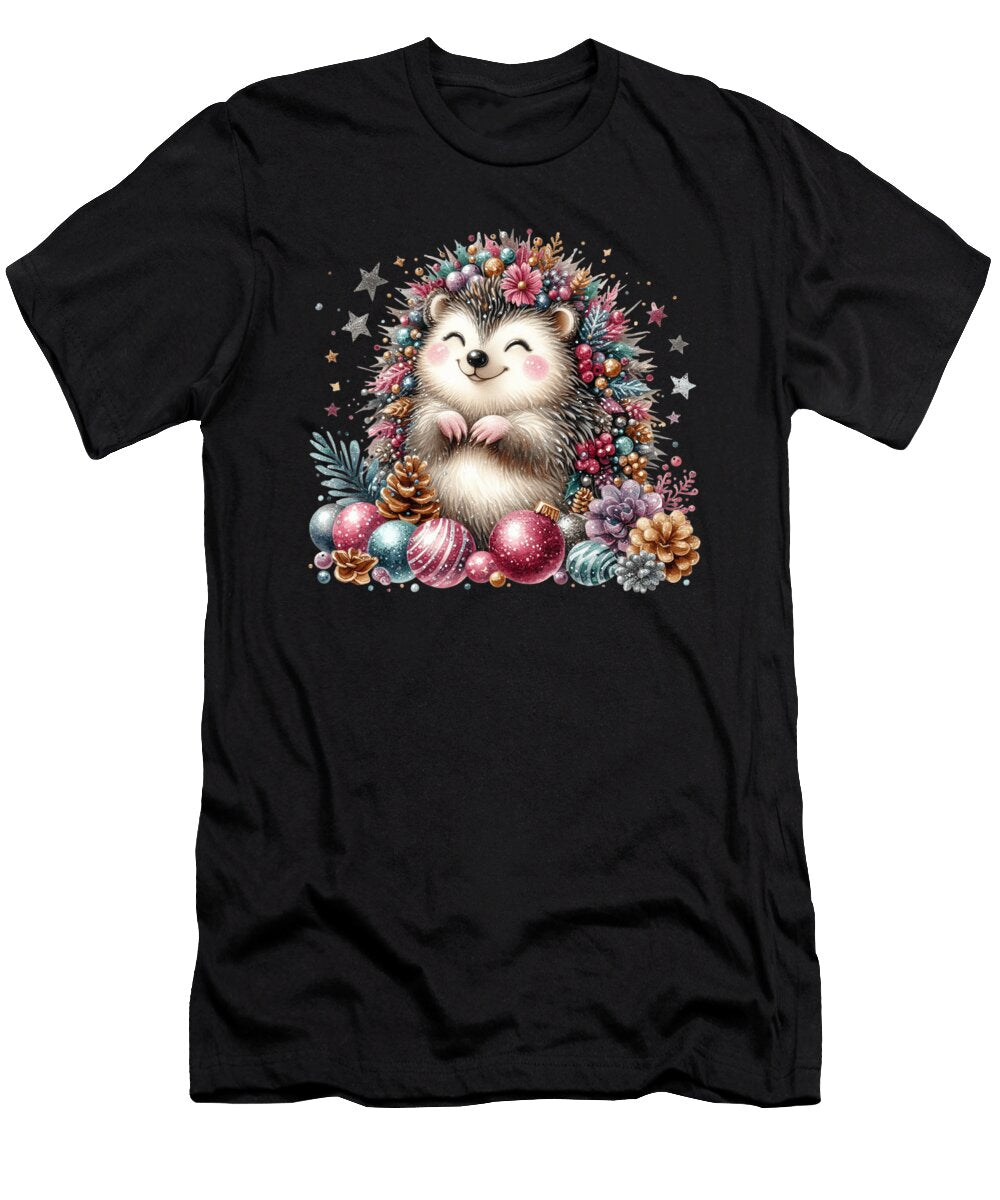 Hedgehog Boho Woodland Animal Festive Watercolor Heidi Joyce T-Shirt