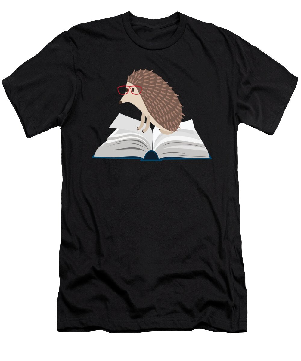 Hedgehog Book Sweet Cute Autumn Moon T-Shirt