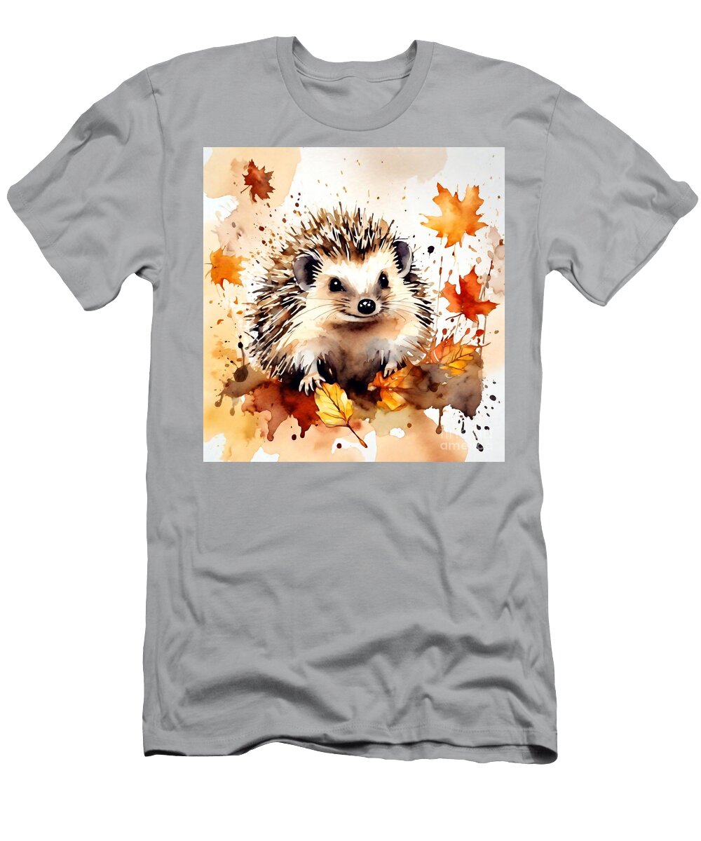 Hedgehog Cute Animal Autumn Wildlife Forest Animals Colorful Rhys Jacobson T-Shirt