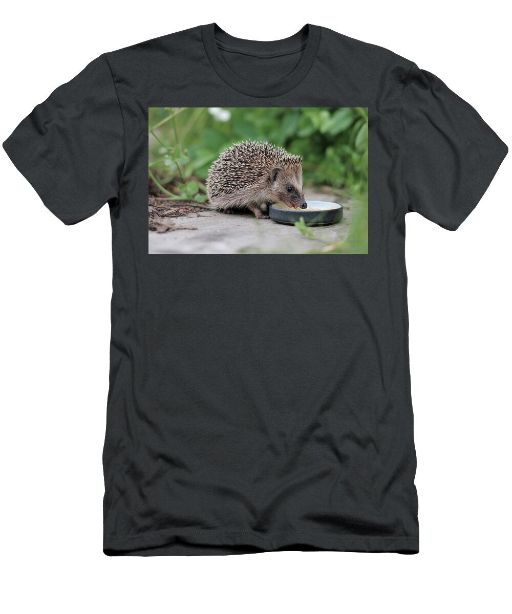 Hedgehog Eating From a Dish Joanna Redesiuk T-Shirt