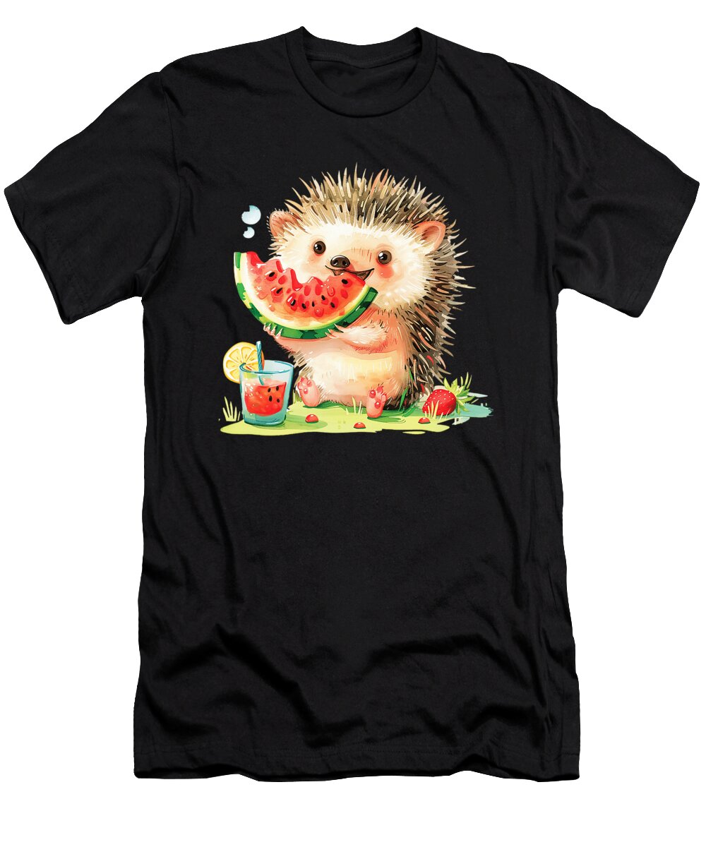 Hedgehog Enjoying Watermelon on a Sunny Day with Sophie Eleanor T-Shirt