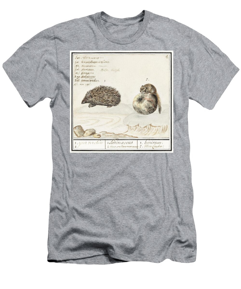 Hedgehog Erinaceus Europaeus and a Hazel Dormouse Muscardinus Avellanarius 1596 1610 By Anselmus Bot Les Classics T-Shirt