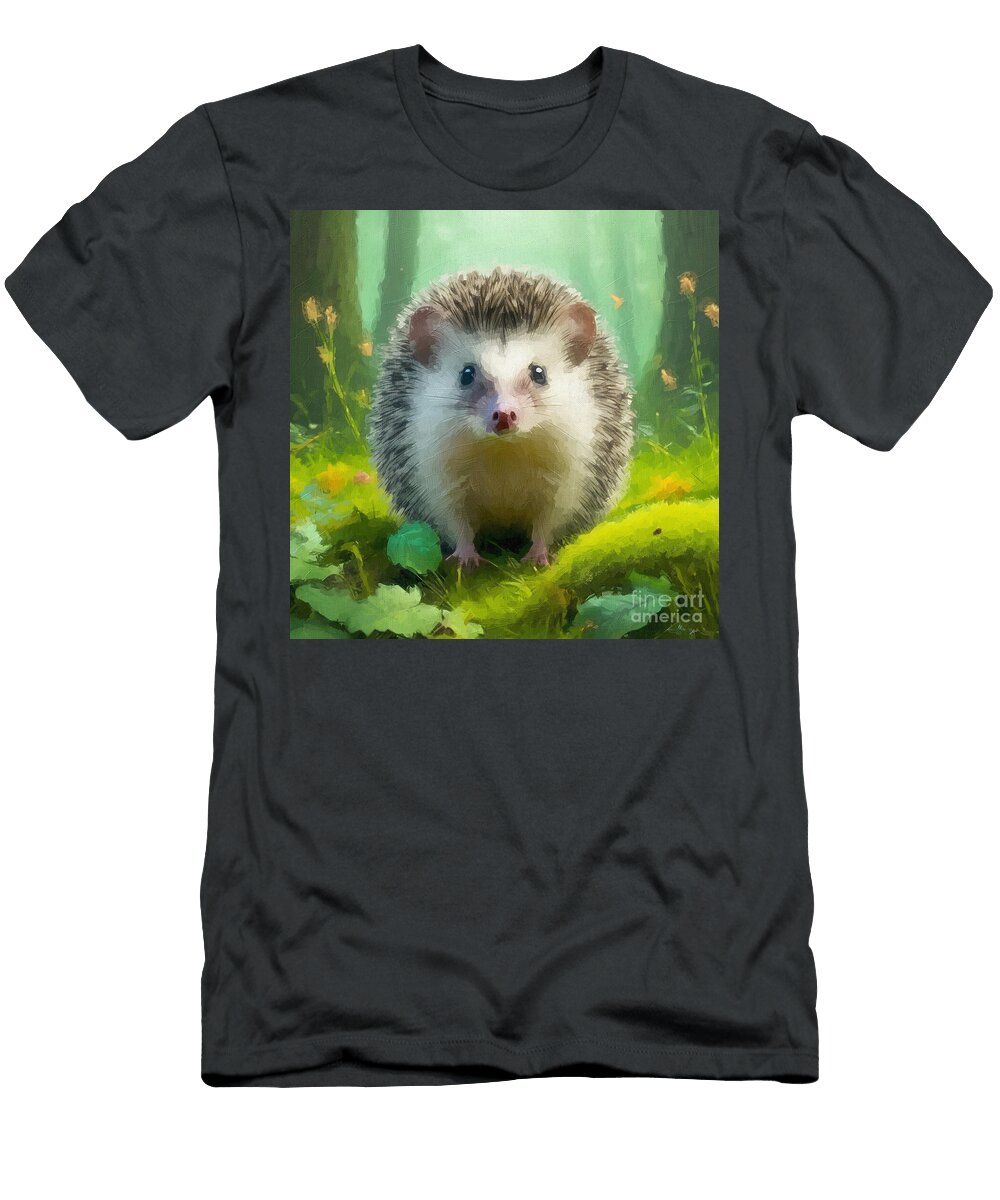 Hedgehog Forest Green Grass Apple Cute Animals Lisa Sandra T-Shirt