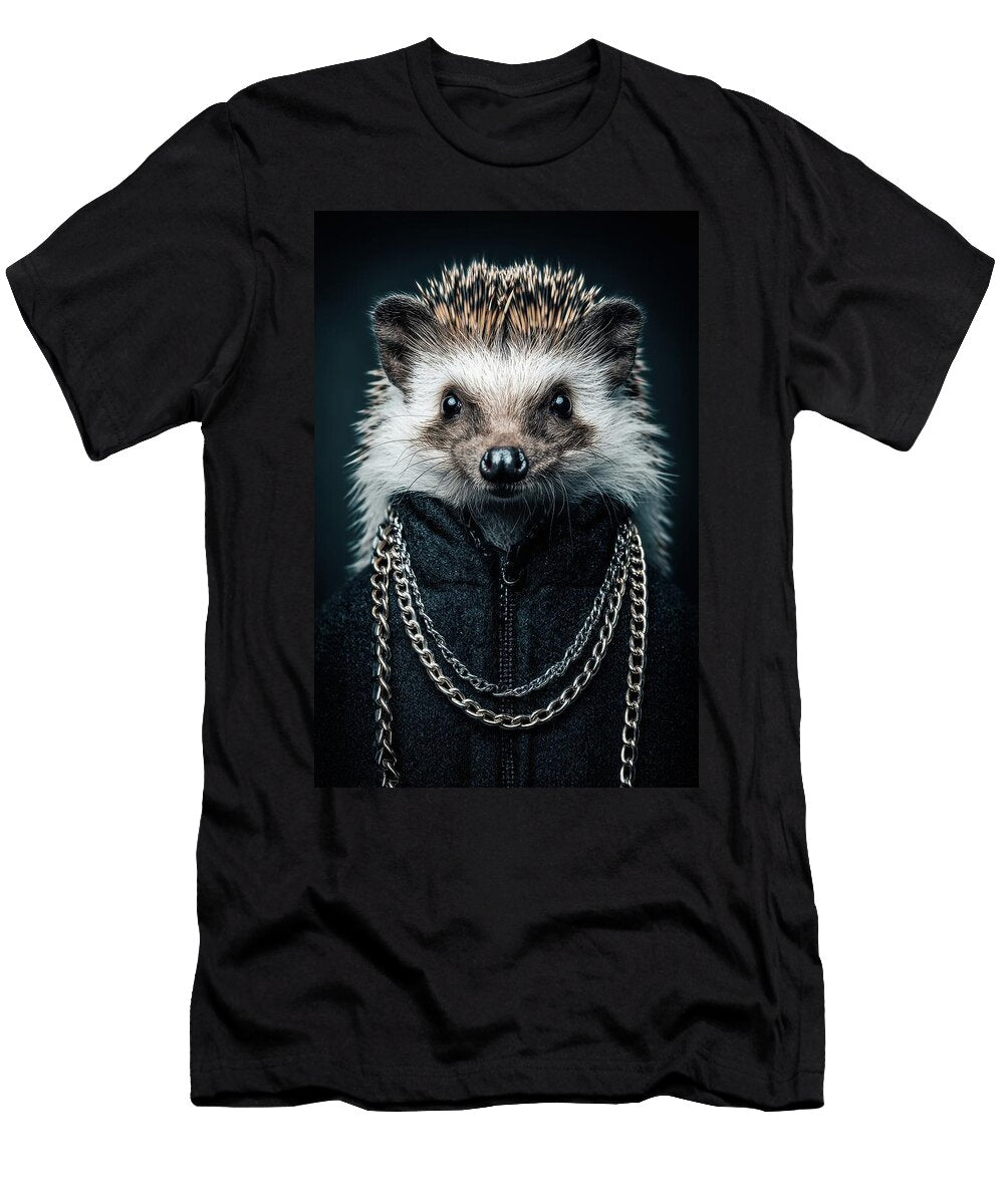 Hedgehog in Chains Punk Style Portrait Matthias Hauser T-Shirt