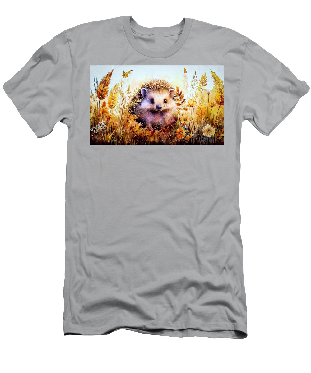 Hedgehog in the Sunshine Painting Debra and Dave Vanderlaan T-Shirt