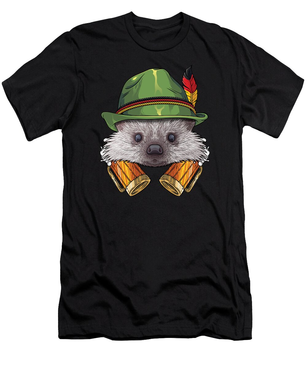 Hedgehog Oktoberfest Lederhosen German Beer Fest Bavarian Acil Kancil T-Shirt