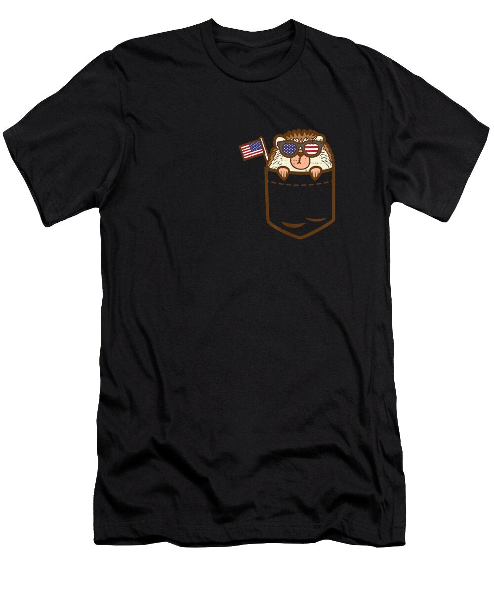 Hedgehog Pocket American Flag USA 4th of July Fourth Animal Framed Art Prints Wall Art Canvas and Posterpng Alex Art T-Shirt