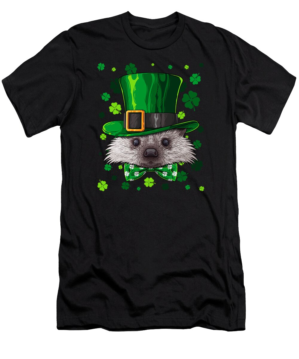 Hedgehog St Patricks Day Animal Leprechaun Hat Shamrock Acil Kancil T-Shirt