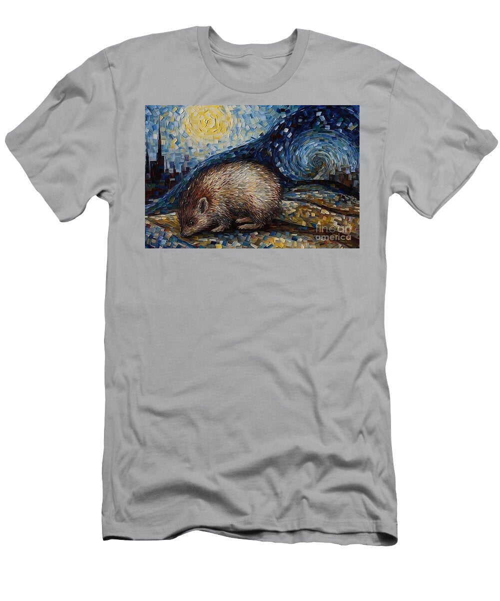 Hedgehog Starry Night Painting N Akkash T-Shirt
