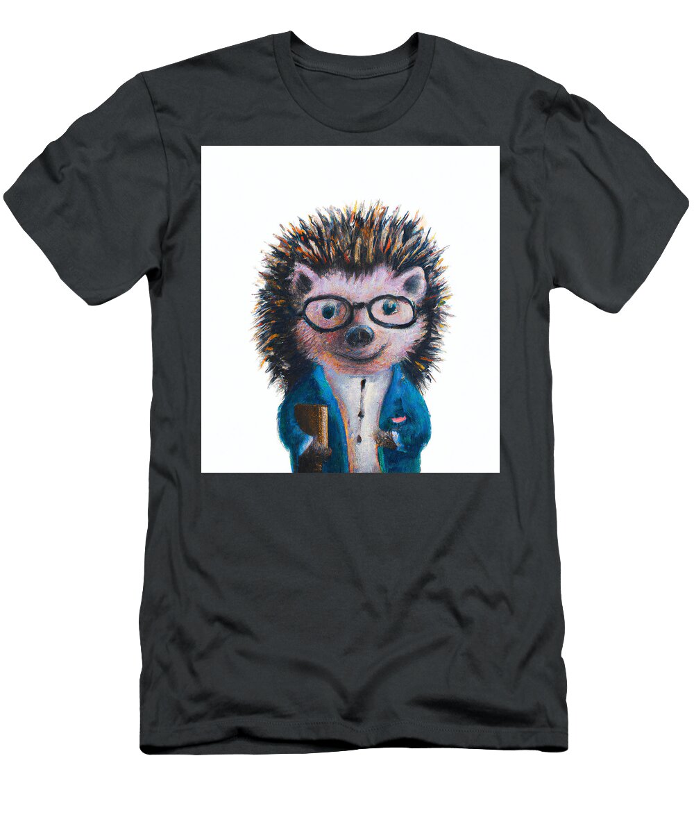 Hedgehog Student Funny Animals Art Stellart Studio T-Shirt
