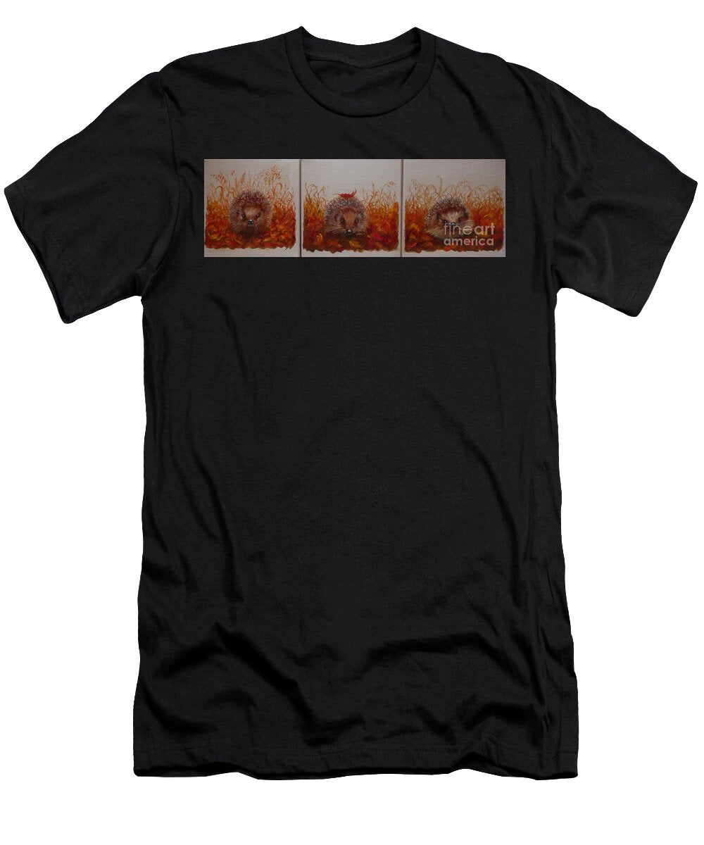 Hedgehogs in Autumn 2024 Oil on Canvas Lee Campbell T-Shirt