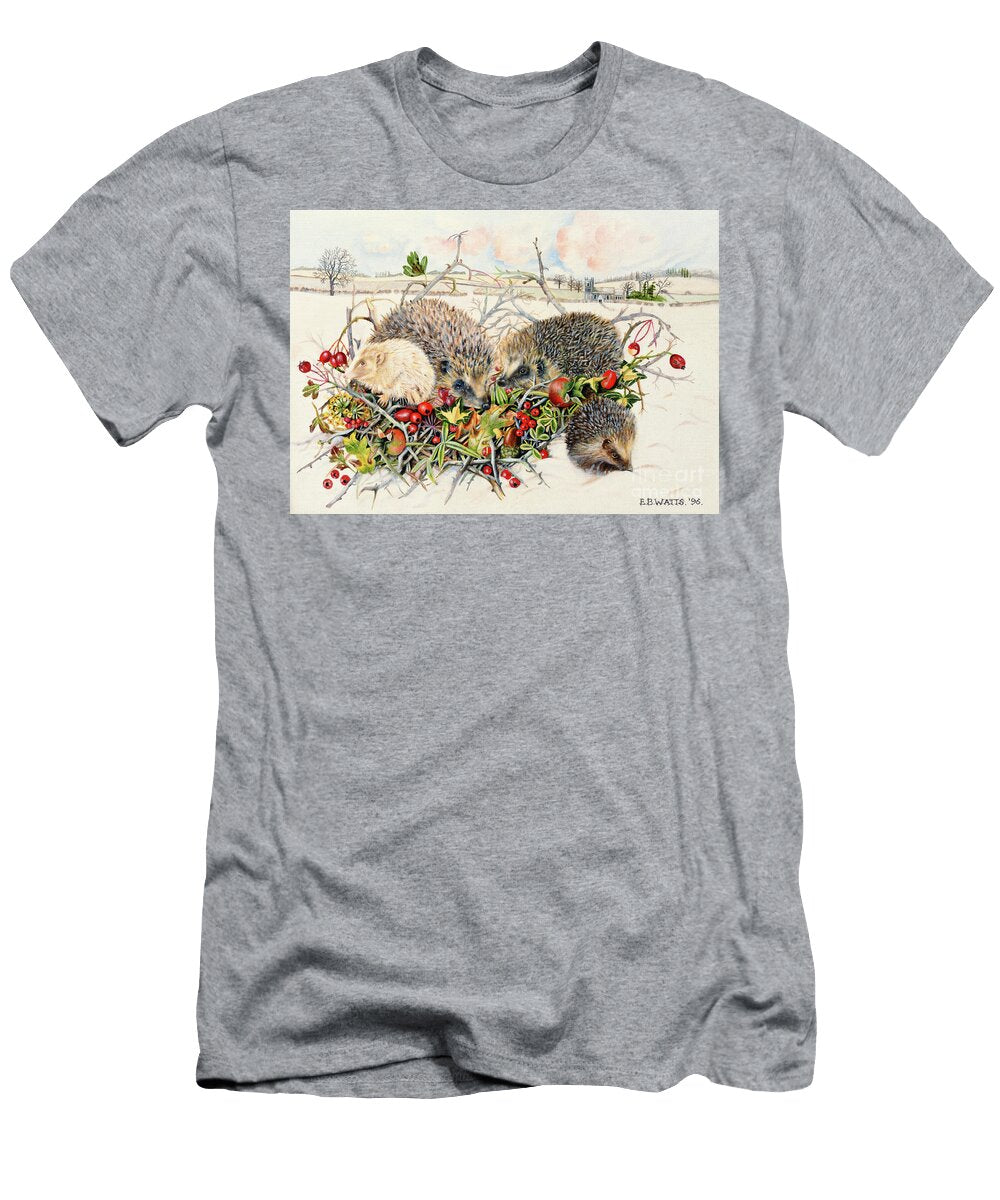 Hedgehogs in Hedgerow Basket Eb Watts T-Shirt