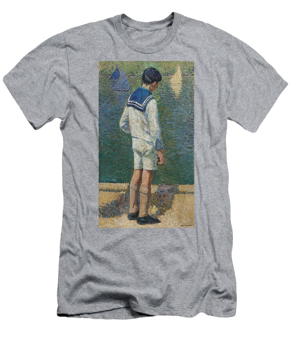 Henri Jean Guillaume Martin Little Boy At the Edge of the Jardin Du Luxembourg Basin Motionage Designs T-Shirt