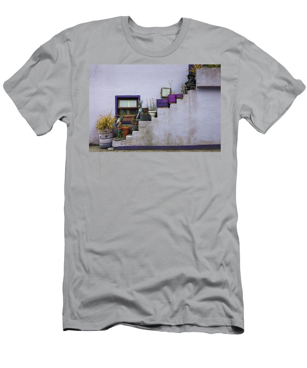 House Stairs with Fantasy Statues Panoramic Images T-Shirt