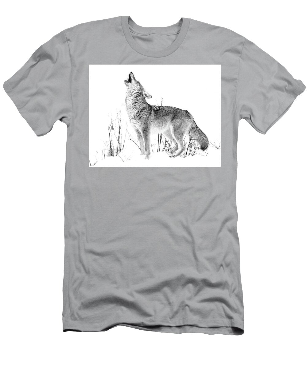 Howling Coyote Black and White Athena Mckinzie T-Shirt