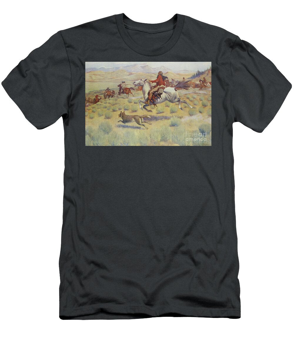 Hunting on the Prairie Frederic Remington T-Shirt