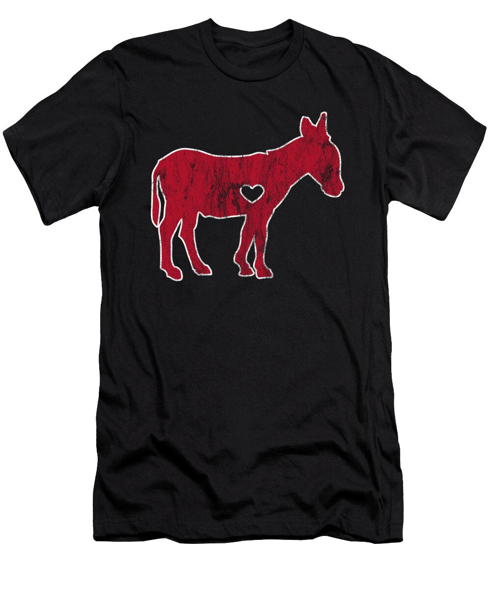 I Love Donkey Rider Jackass Mule Funny Democrat Jockey Red Henry B T-Shirt