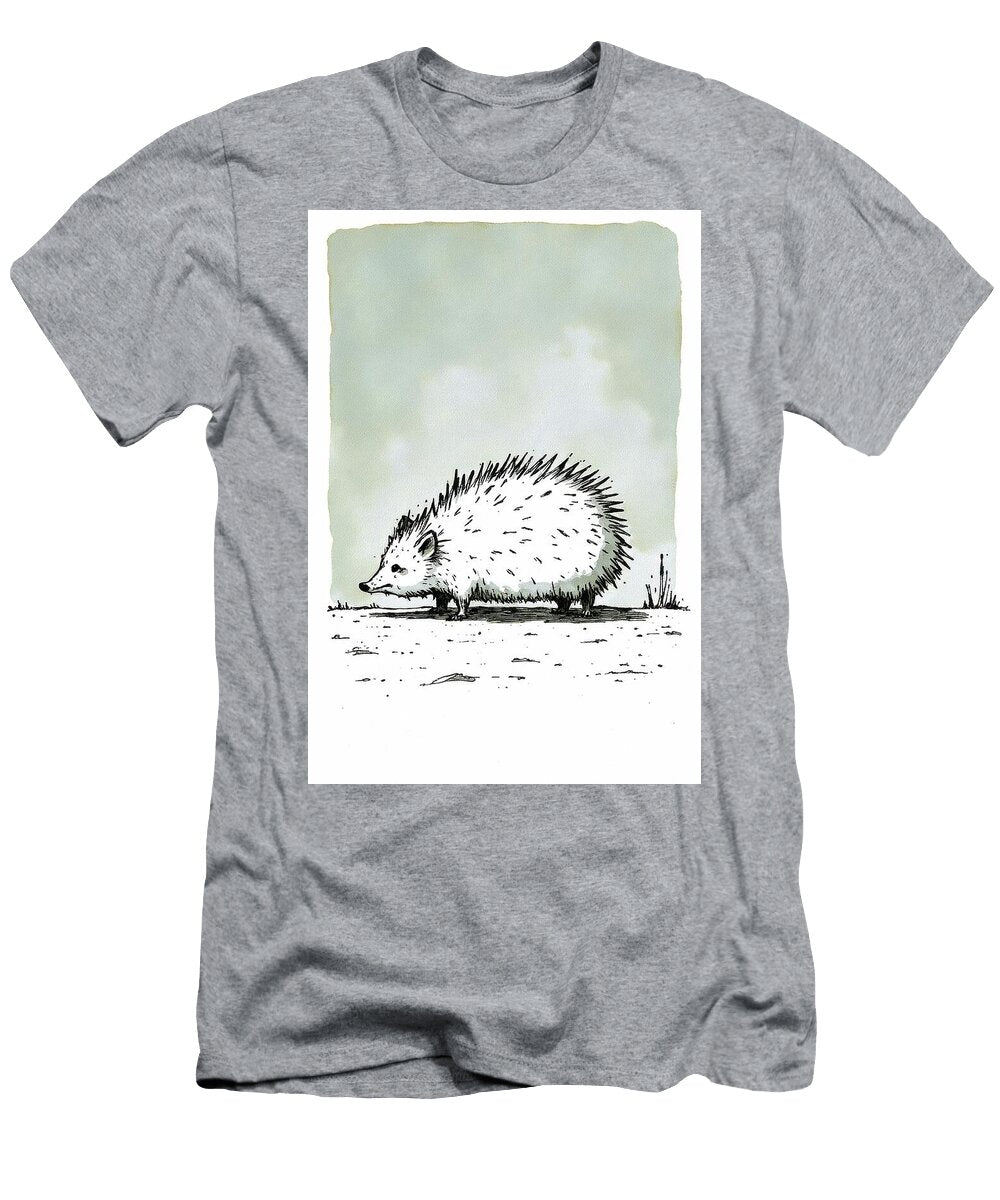 Illustration of a White Hedgehog Wall Art Prints T-Shirt