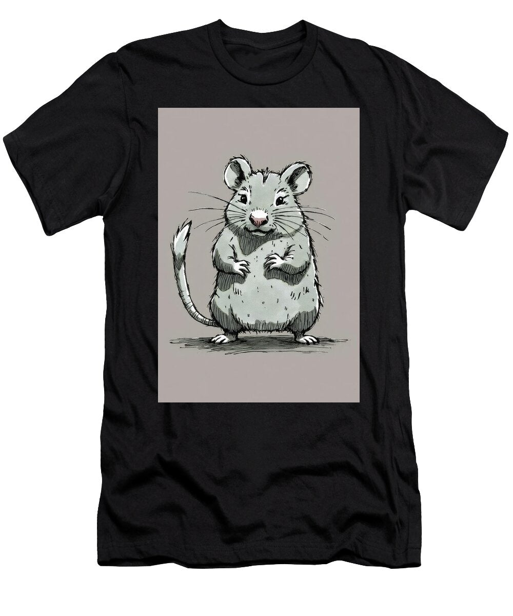 Illustration of an Upright Fluffy Hamster Wall Art Prints T-Shirt