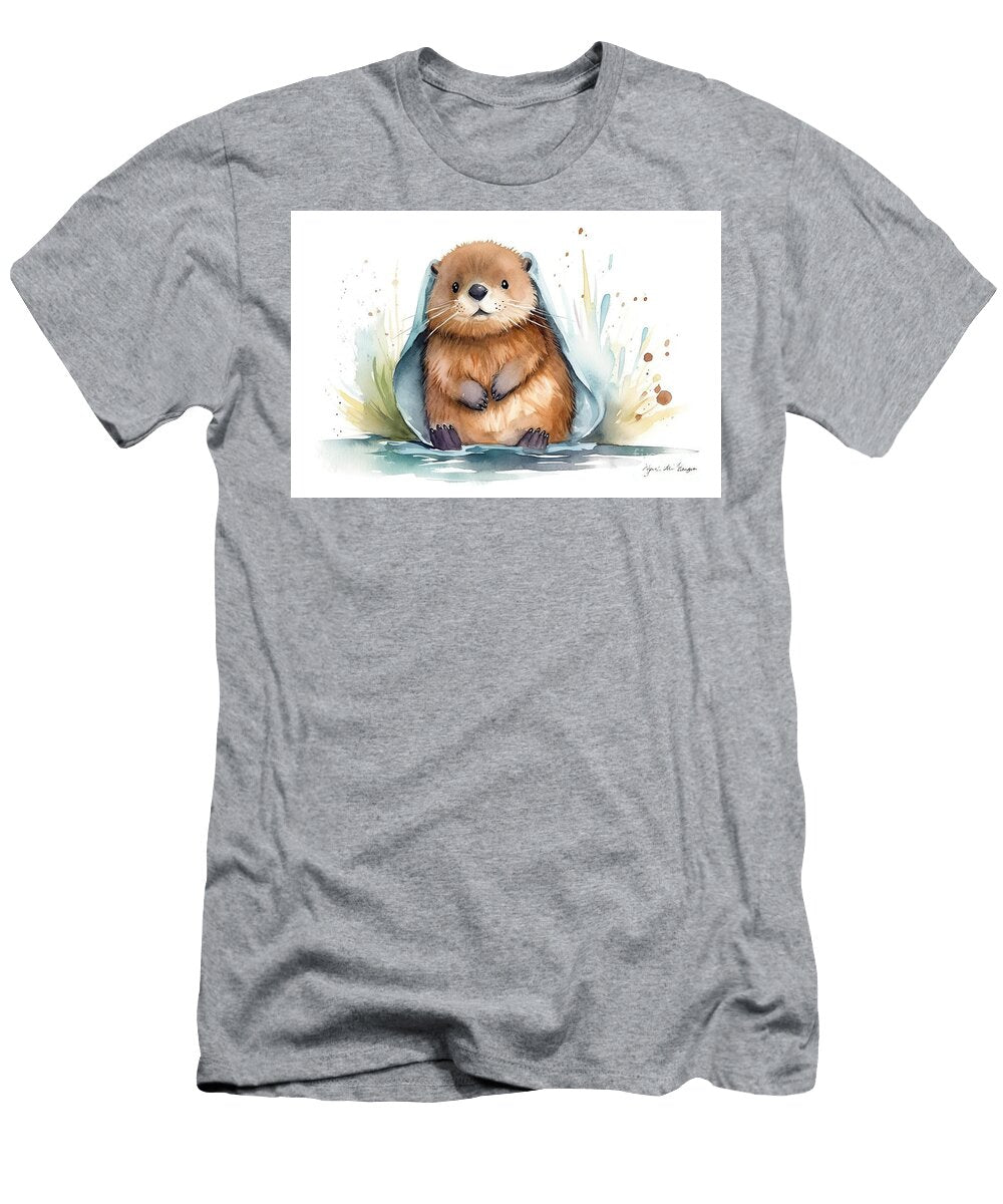 Illustration of Watercolor Cute Baby Beaver N Akkash T-Shirt