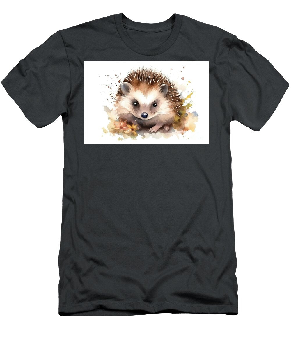 Illustration of Watercolor Cute Baby Hedgehog N Akkash T-Shirt