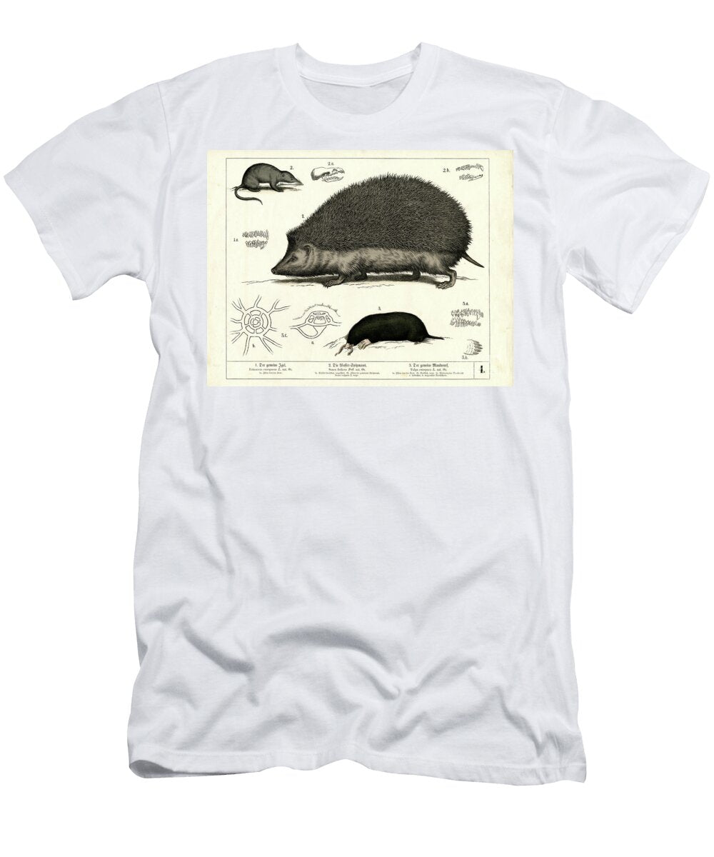Insectivores Hedgehog Shrew and Mole 1858 Lithography Heinrich Leutemann T-Shirt
