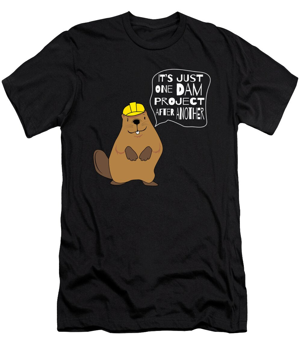 Its Just One Dam Beaver Cartoon Kids Moon T-Shirt