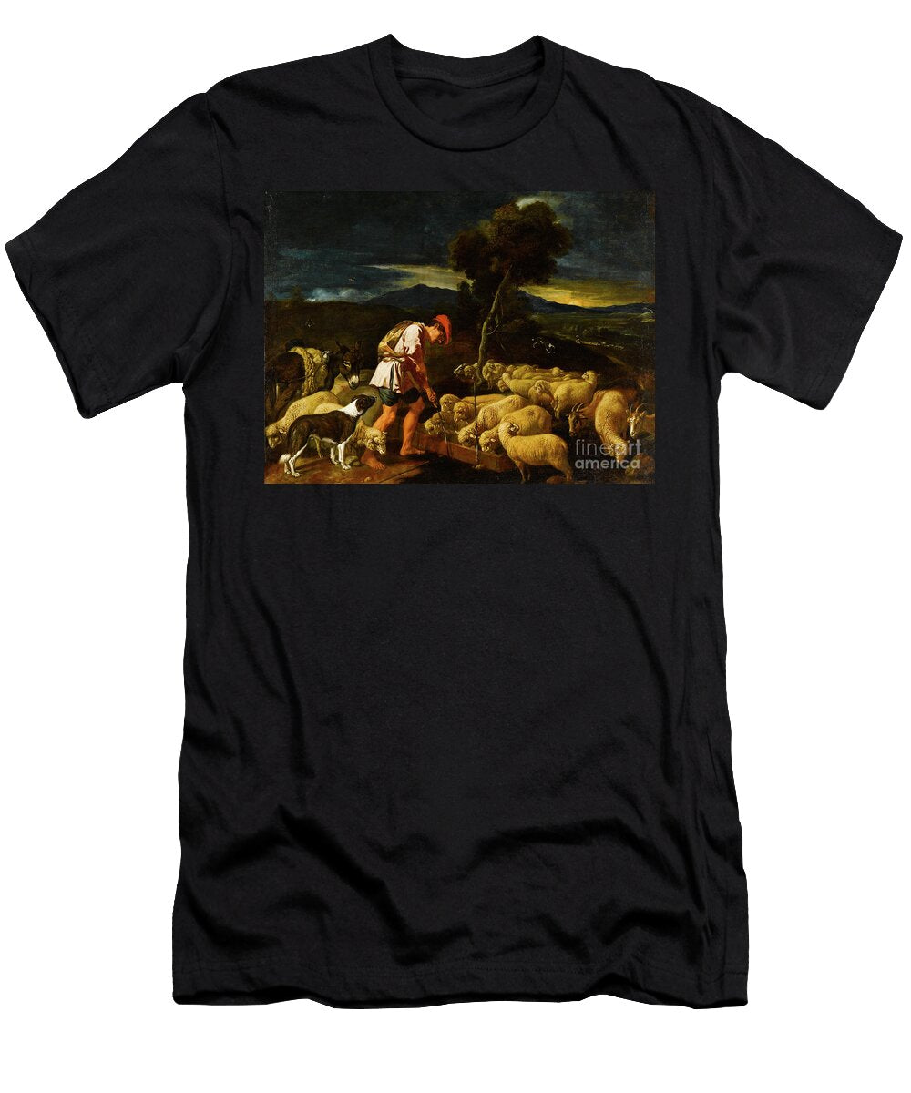 Jacob Watering Labans Sheep Before Peeled Branches C1612 1622 Pedro Orrente T-Shirt