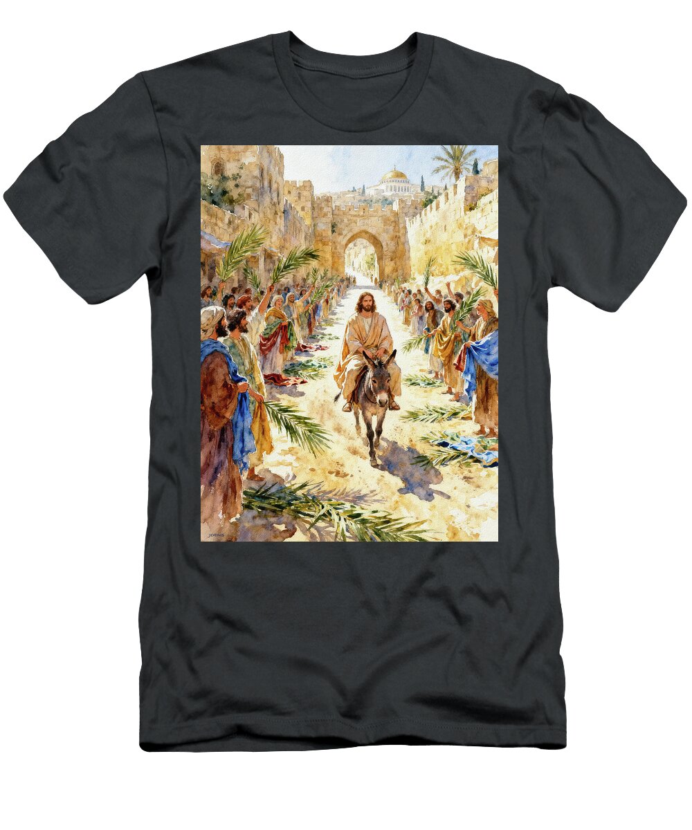 Jesus Enters Jerusalem on Palm Sunday Greg Joens T-Shirt