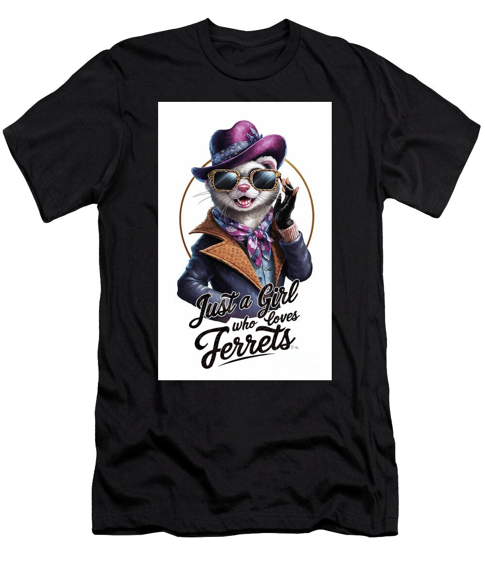 Just a Girl Who Loves Ferrets Ferrets Lover Ferrets Funny Cute Animal Rhys Jacobson T-Shirt