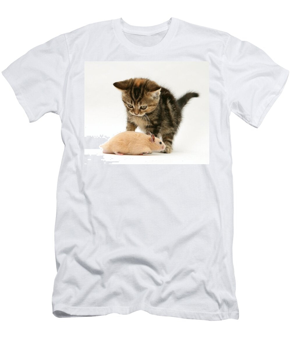Kitten Inspecting Hamster Jane Burton T-Shirt
