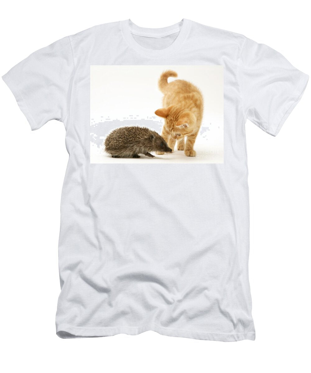 Kitten Meeting Hedgehog Jane Burton T-Shirt