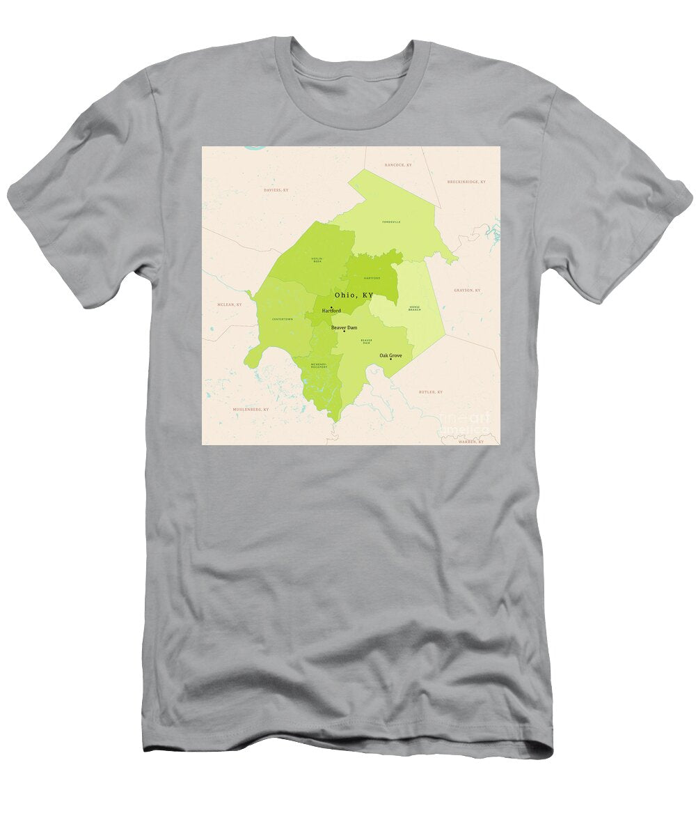 Ky Ohio County Vector Map Green Frank Ramspott T-Shirt