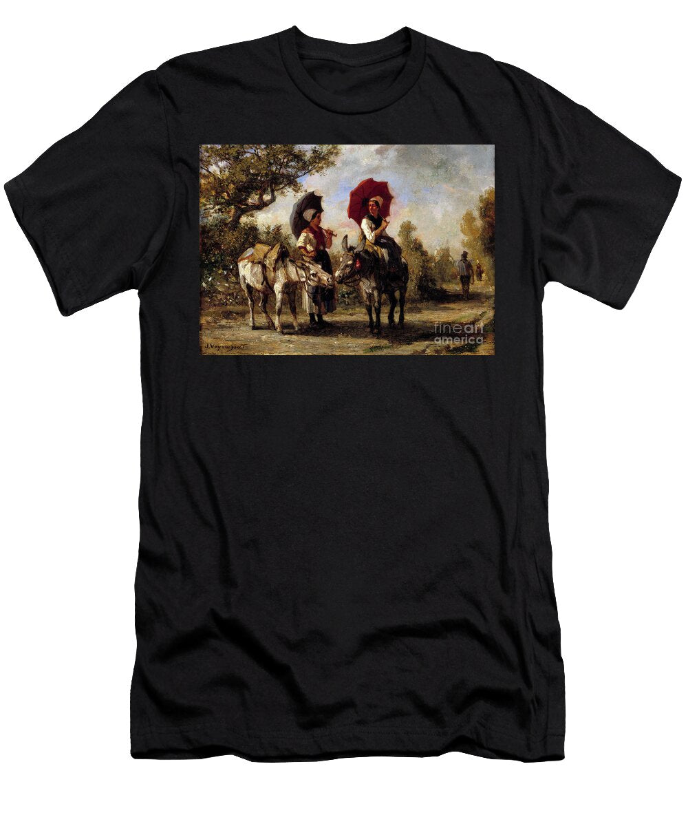 LA Promenade a Donkey 19th Century Jules Veyrassat T-Shirt