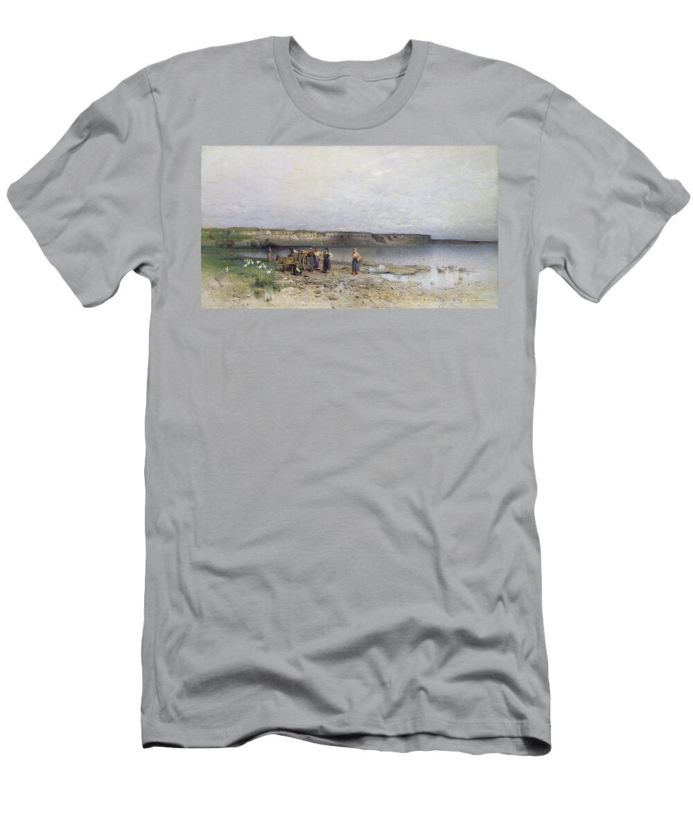 Lake Balaton with the Shore of Akarattya 1885 Geza Meszoly T-Shirt