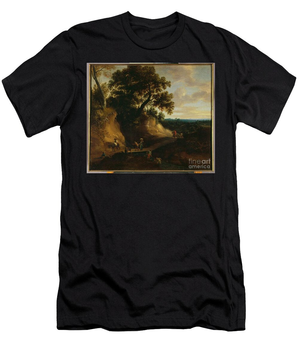 Landscape with a Country Road and Travellers Oil on Canvas Lodewijk De Vadder T-Shirt