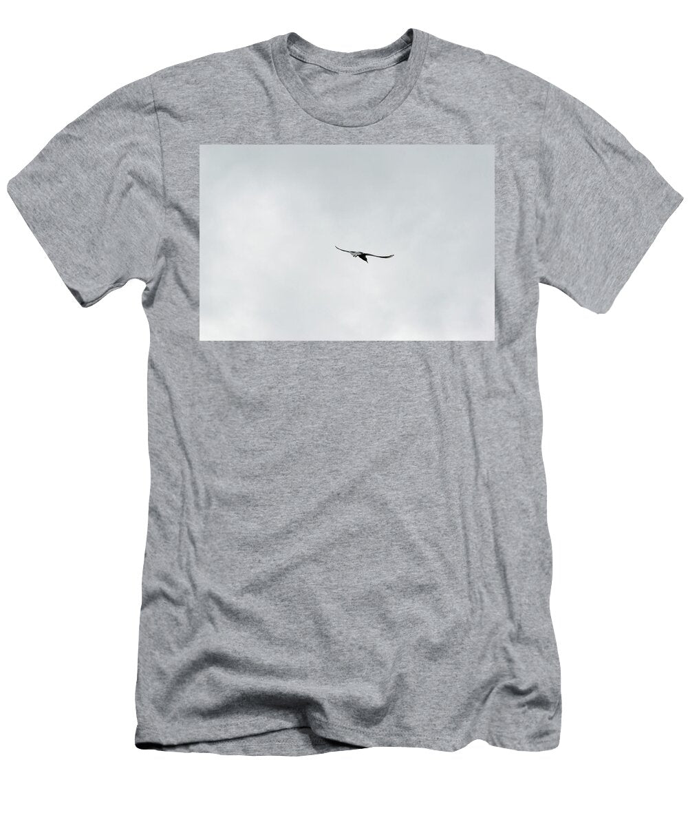 Large Bird in Flight Under Gray Sky Johan Ferret T-Shirt