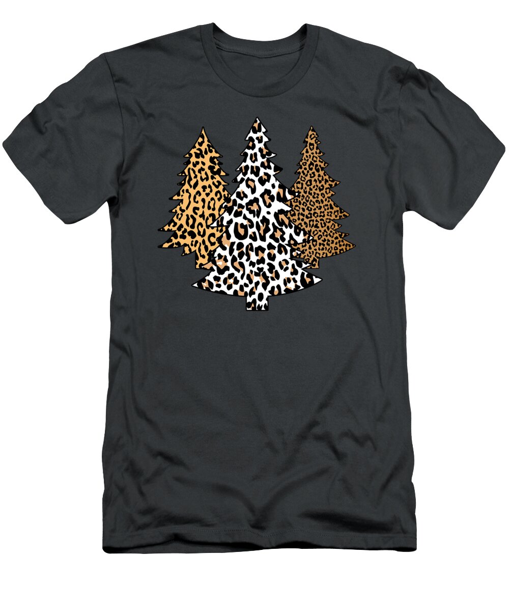 Leopard Christmas Trees Cheetah Animal Print Holiday Nishan Amanya T-Shirt
