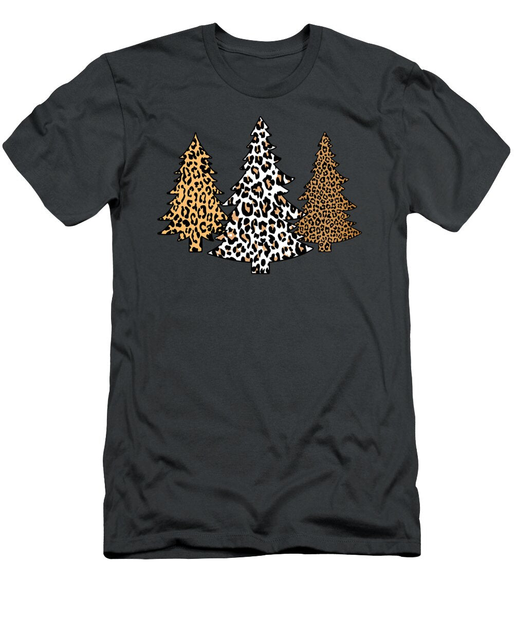 Leopard Christmas Trees Cheetah Animal Print Holiday Xmas Kirk Neave T-Shirt