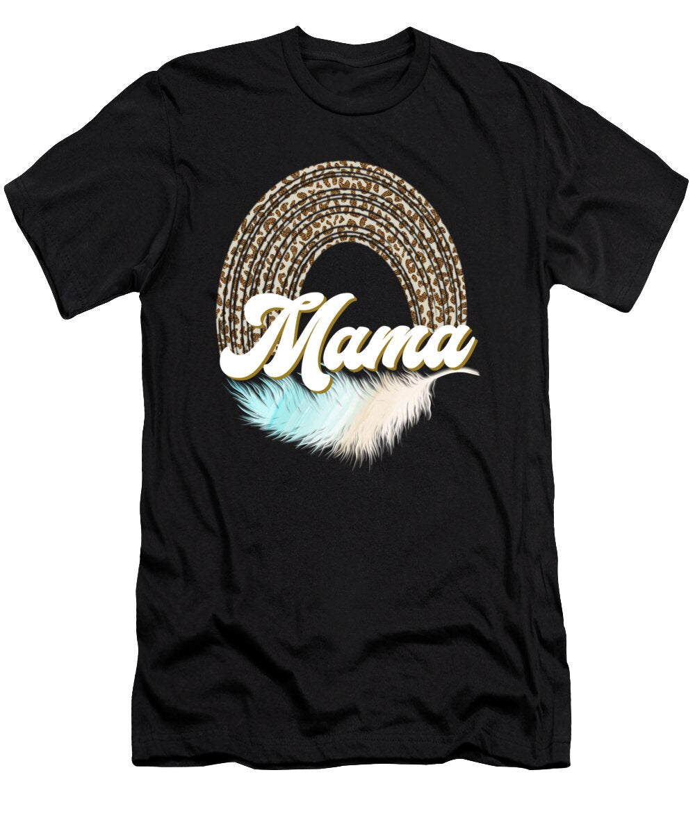 Leopard Print Leopard Rainbow Feather Mama Quote Licensed Art T-Shirt