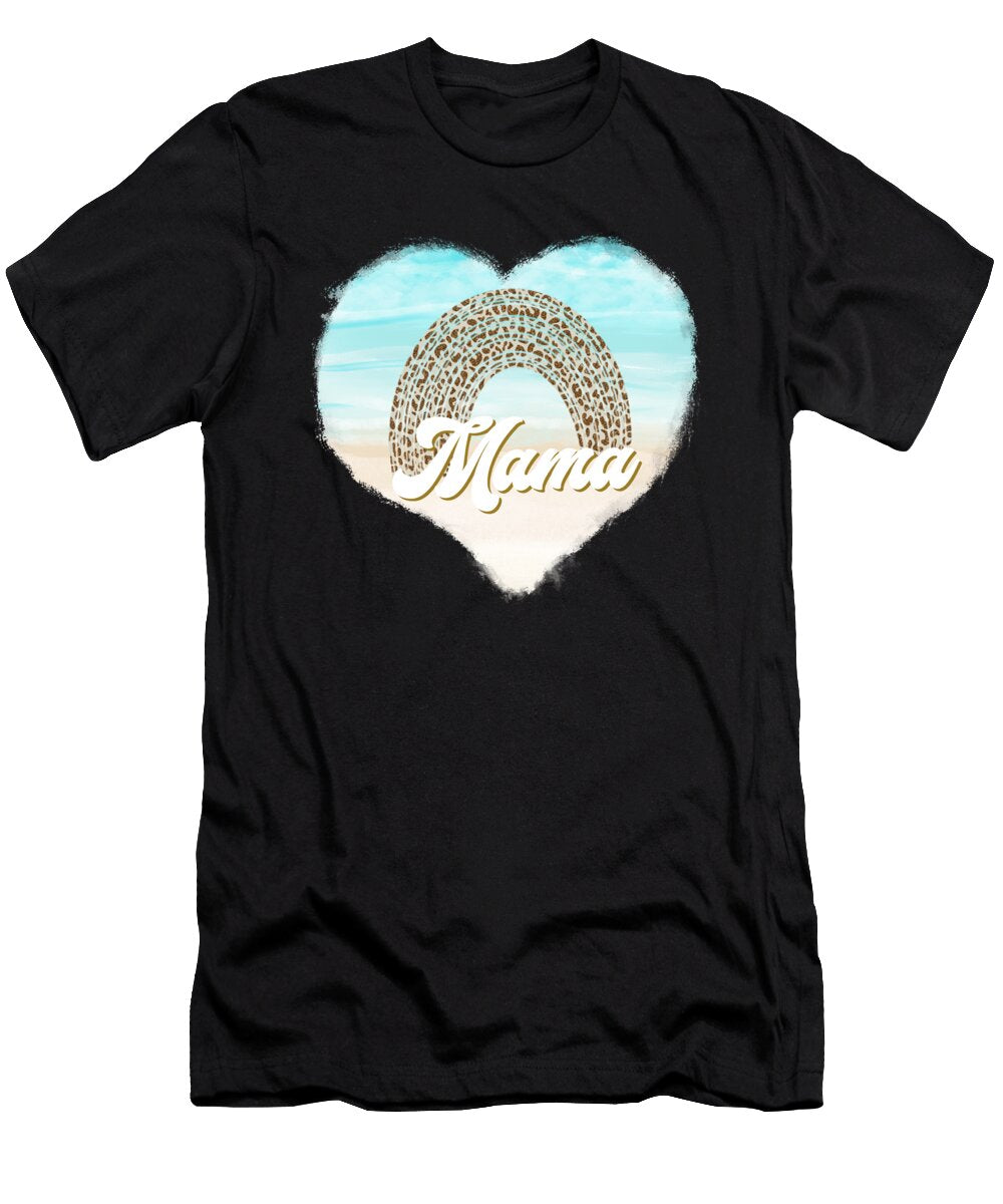 Leopard Print on Leopard Rainbow Mama Heart Quote Licensed Art T-Shirt
