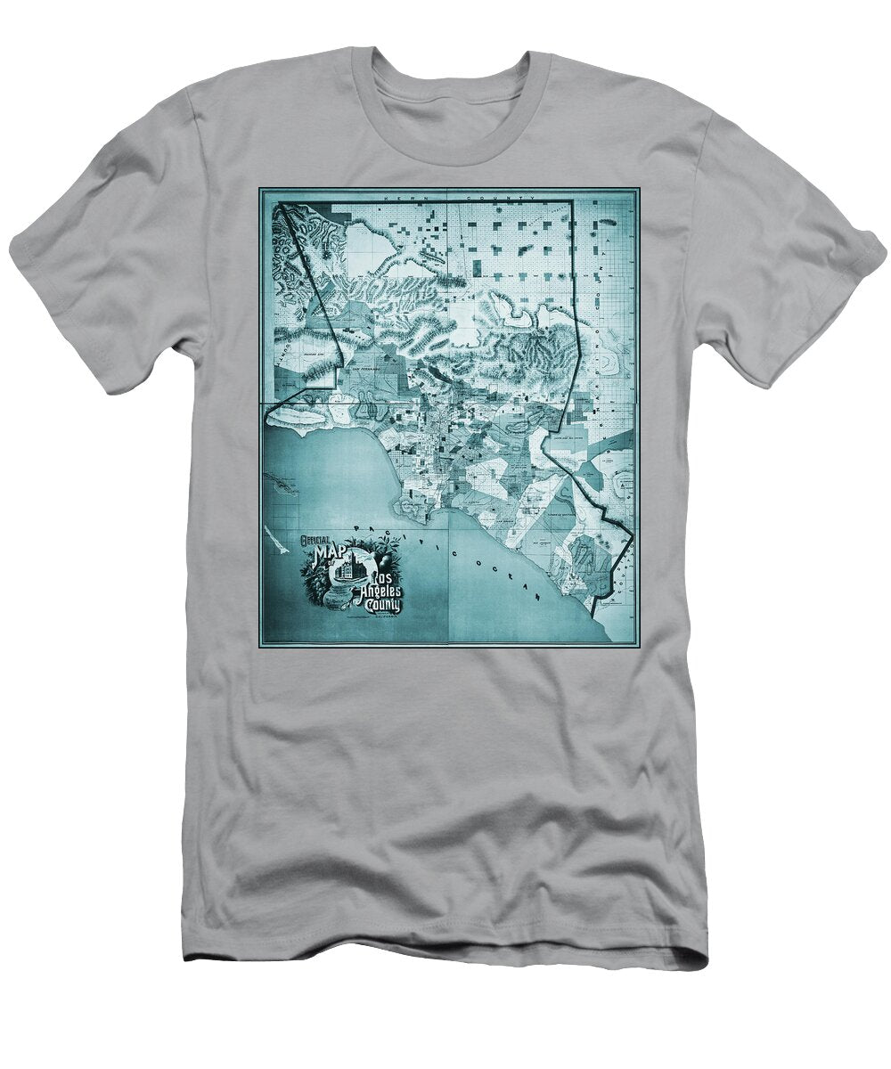Los Angeles County California Vintage Map 1888 Blue Carol Japp T-Shirt